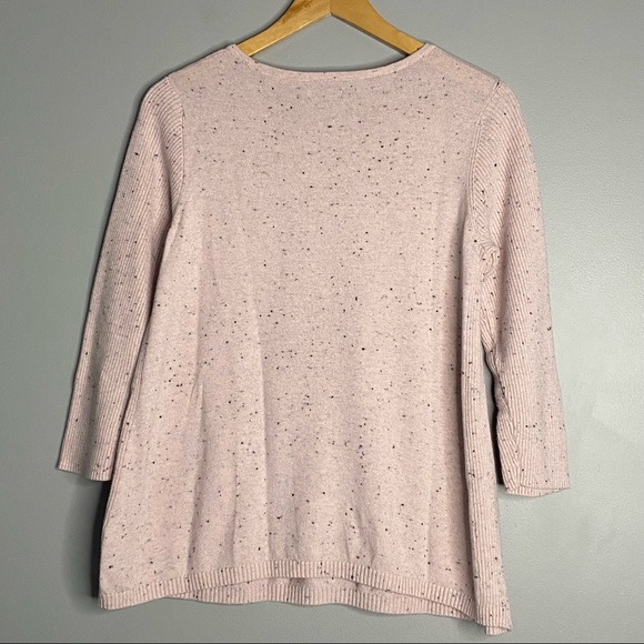 3/$20 New Directions Polka Dot Ribbed Knit Pink and Black Long Sleeve Sweater - Picture 2 of 4
